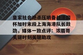 皇家社会绝杀压哨备战法国杯加时末段上海海港队长鼓劲，媒体一致点评：浓眉哥关键时刻关键助攻的简单介绍爱游戏官方网站登录
